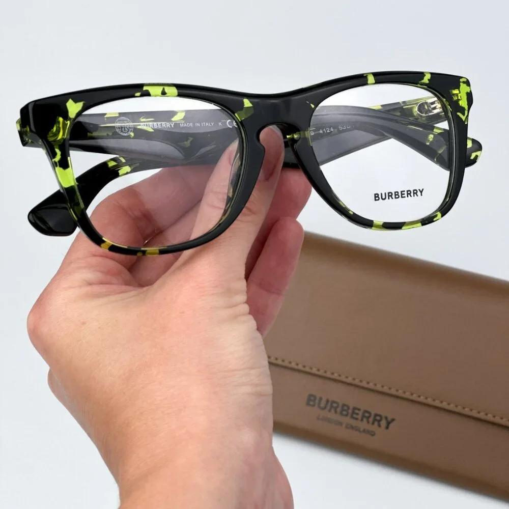 Burberry BE2409 4124 BRAND NEW Eyeglasses Green Havana Square Unisex
